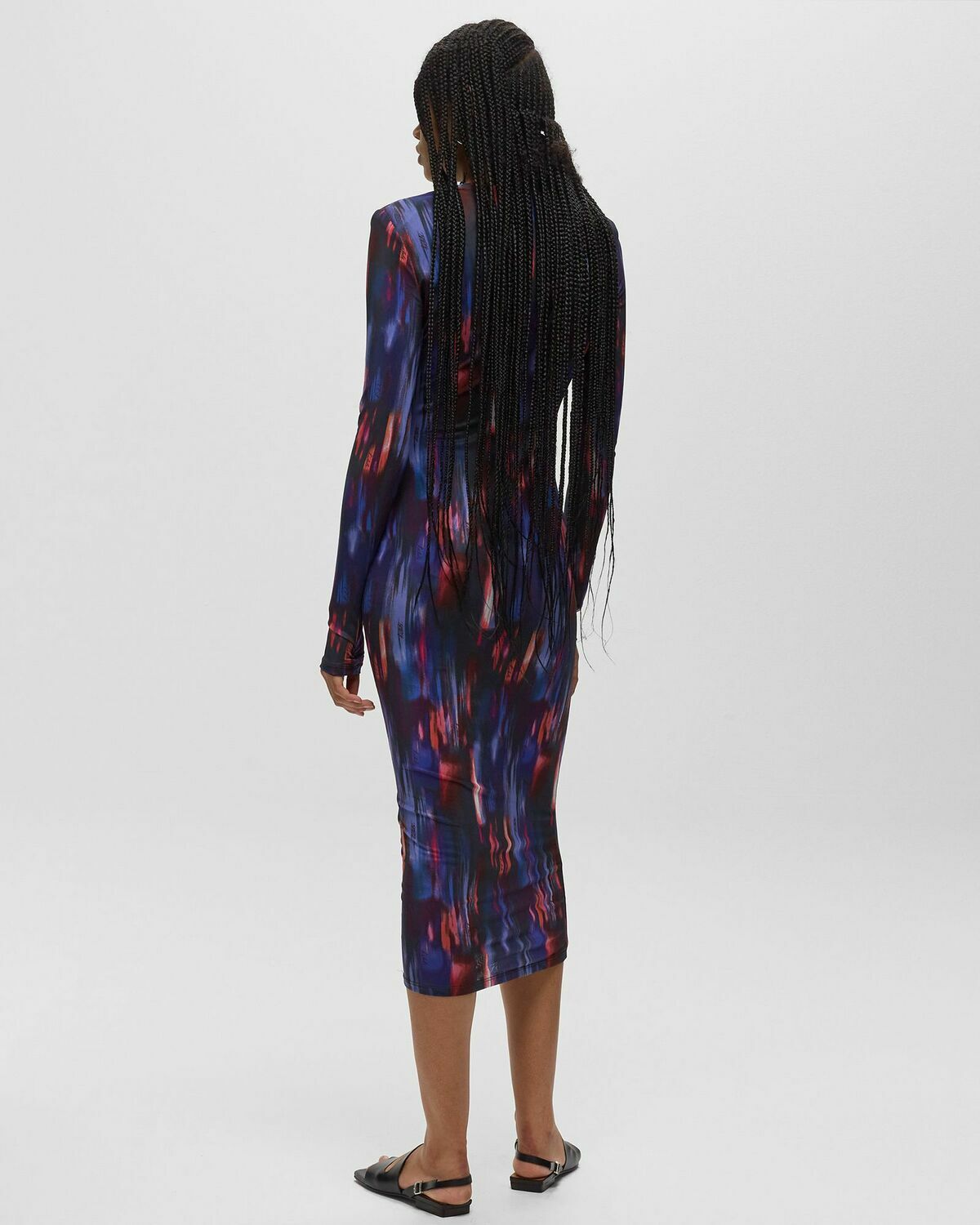 Rotate Birger Christensen Printed Midi Dress Purple Dresses