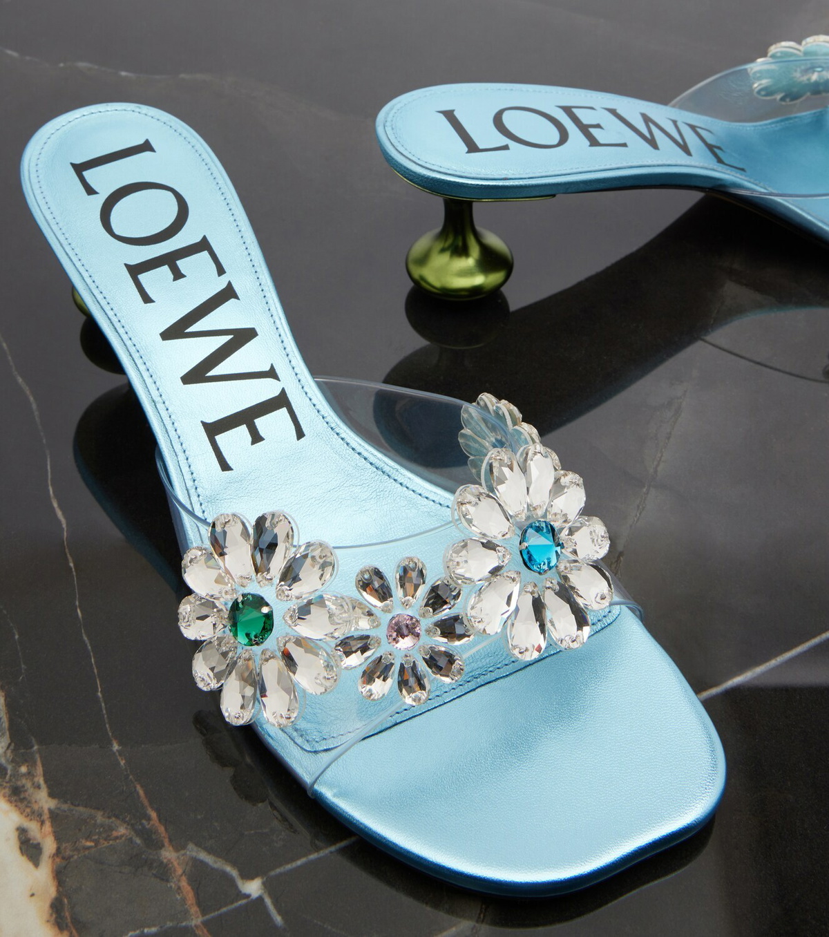 Loewe Paula's Ibiza Toy Crystal Flowers mules