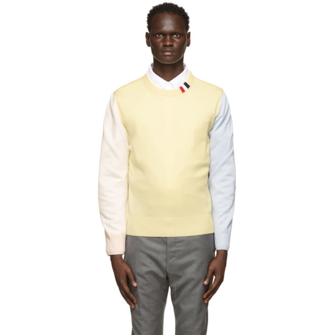 Photo: Thom Browne Multicolor Merino RWB Tab Relaxed-Fit Sweater