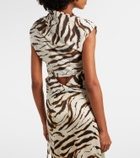 Ganni Zebra-print cotton-blend top