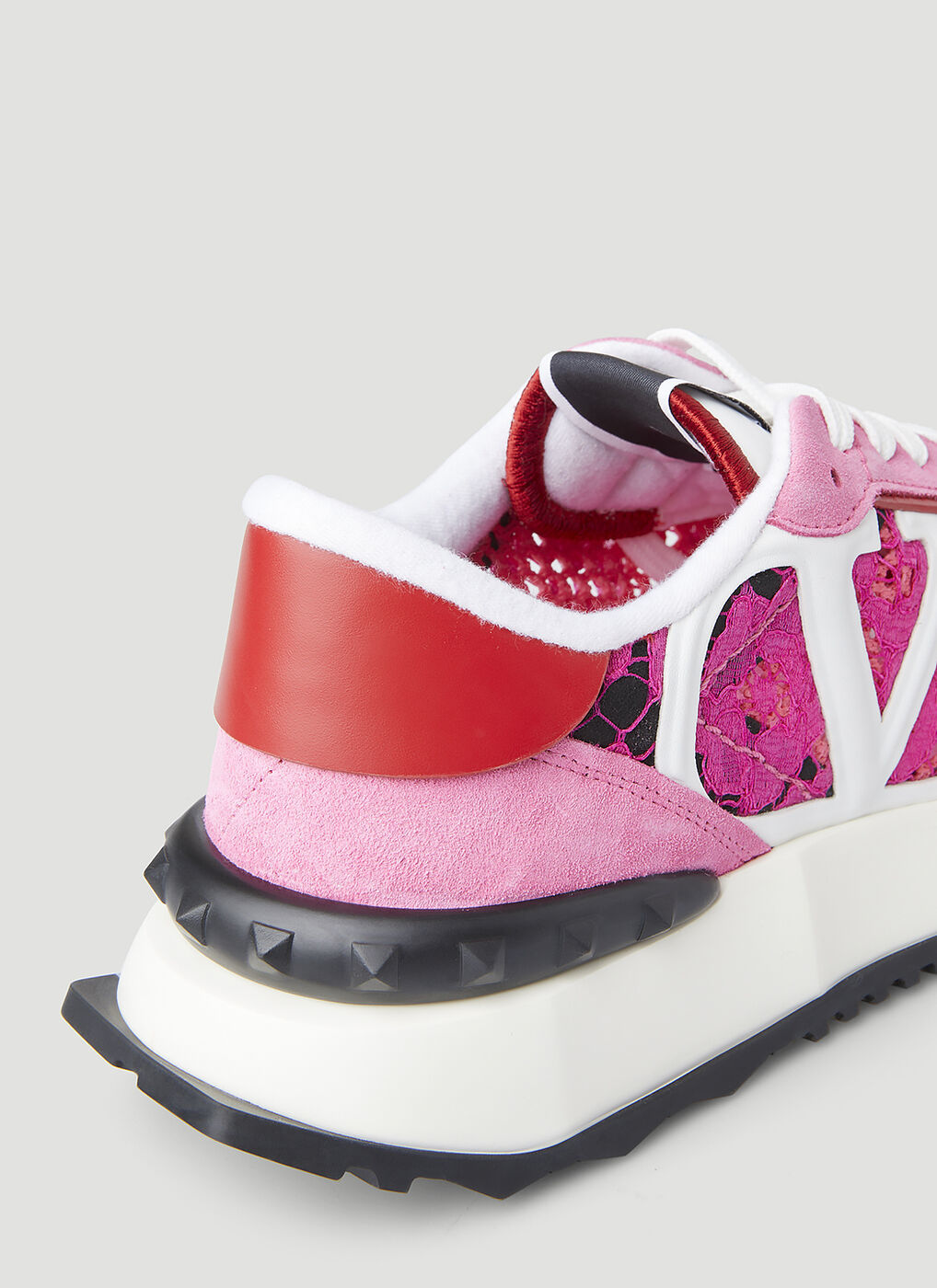 Lace Runner Sneakers In Pink Valentino