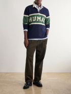 Human Made - Logo-Intarsia Wool-Blend Polo Sweater - Blue