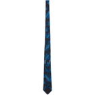 Burberry Blue Silk Monogram Classic Cut Tie