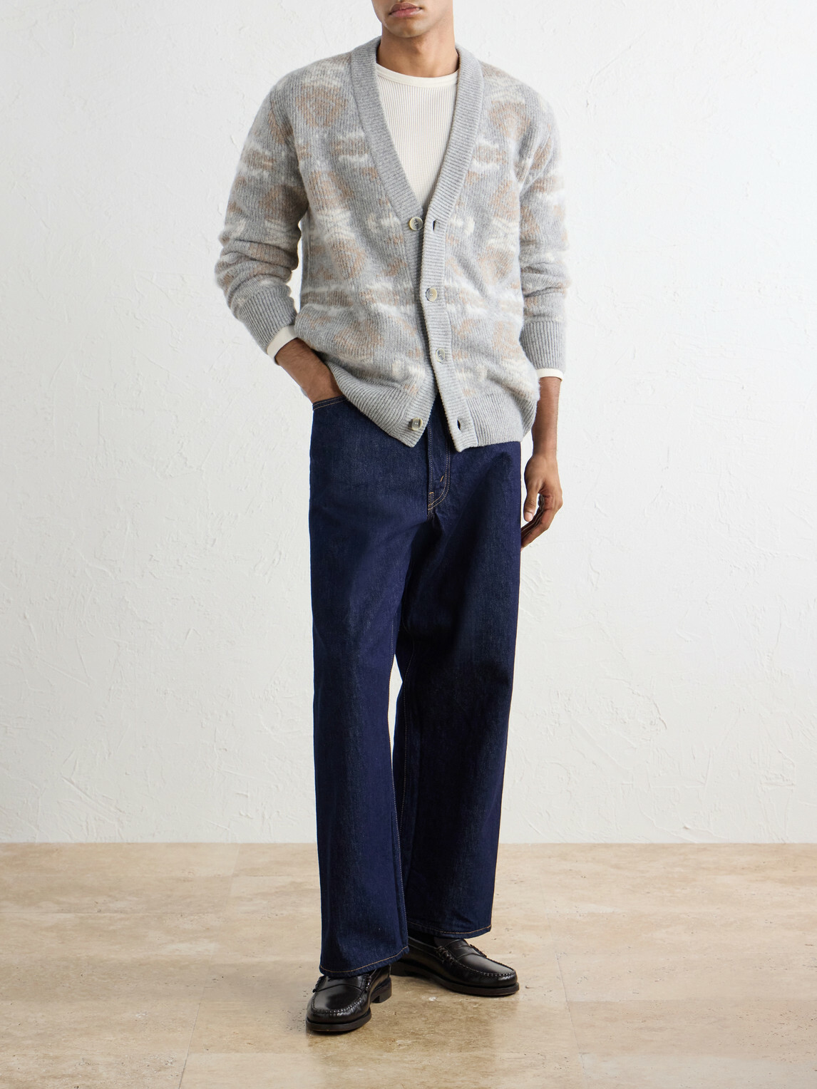 Altea - Virgin Wool-Jacquard Cardigan - Gray