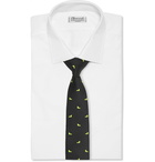 Fendi - 7cm Embroidered Silk-Blend Faille Tie - Black