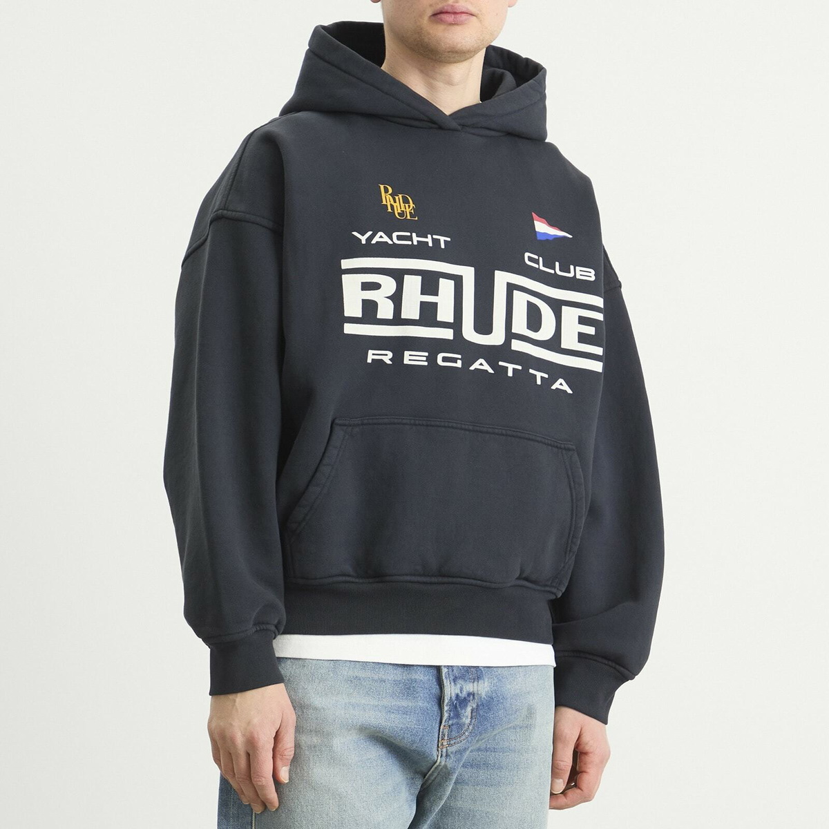 Rhude Men's Regatta Club Hoodie in Vintage Black/White