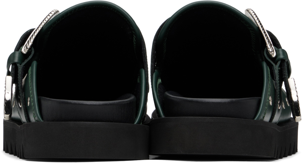 Toga Virilis SSENSE Exclusive Green Eyelet Metal Sabot Slip-on 