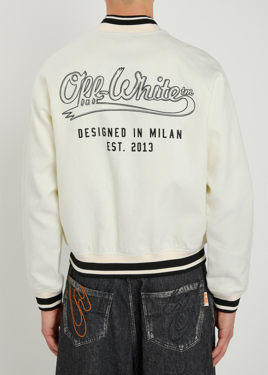 Off-white Souvenir Logo-embroidered Linen Varsity Jacket