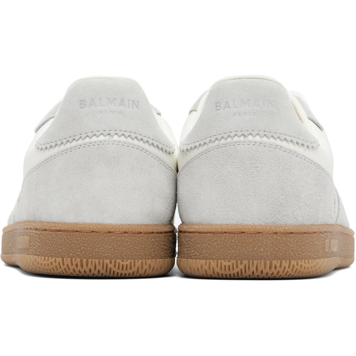 BALMAIN Gray & White 'Balmain Swan' Suede Sneakers