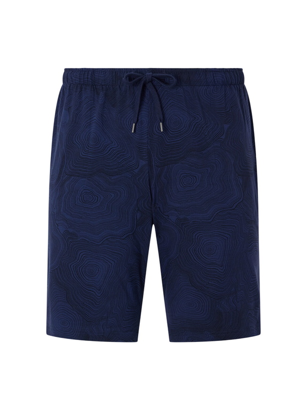 Photo: Derek Rose - London Printed Stretch-Modal Jersey Drawstring Pyjama Shorts - Blue