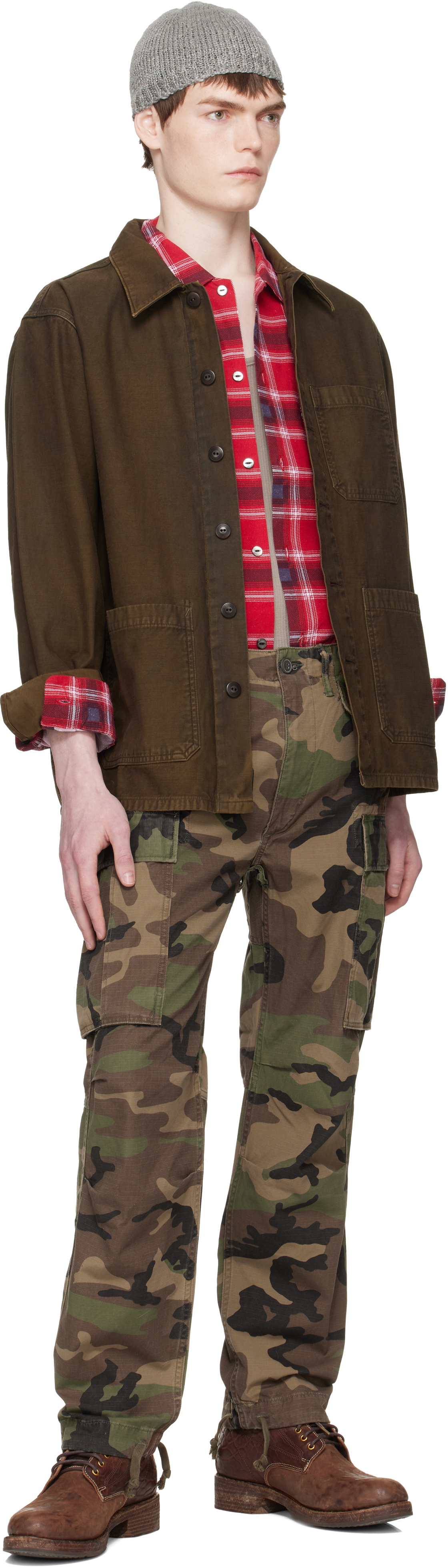 RRL Khaki Regiment Camo Ripstop Cargo Pants