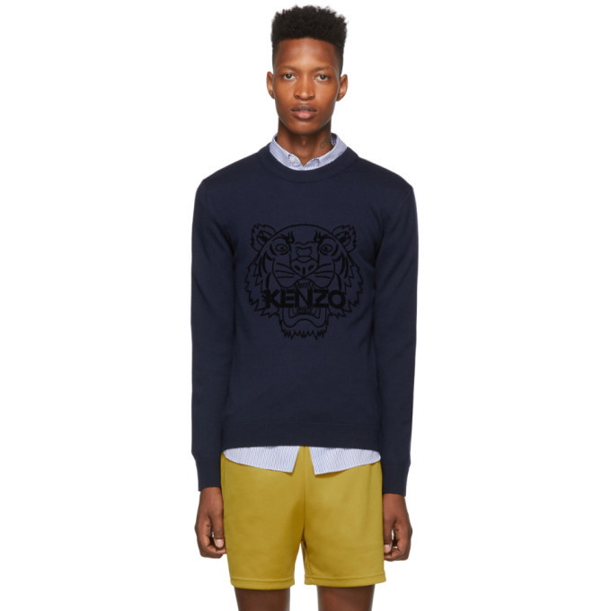 Photo: Kenzo Navy Wool Tiger Head Jumper Sweater