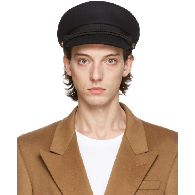 Photo: Saint Laurent Black Wool Sailor Cap