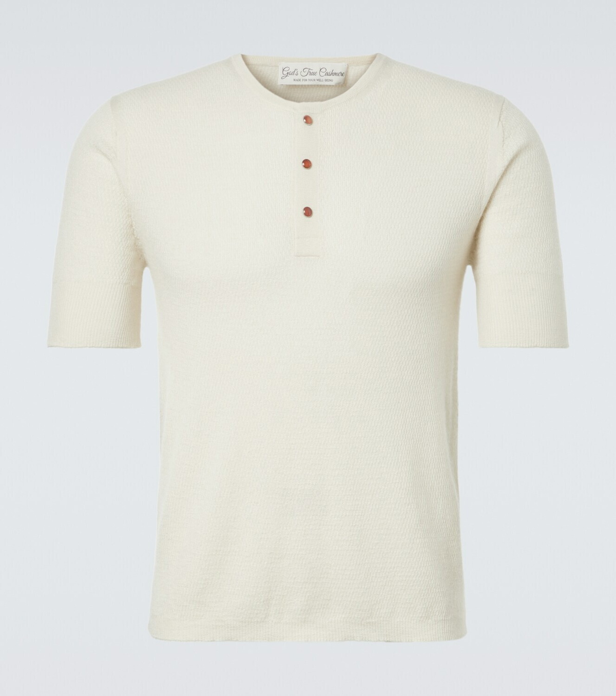 God's True Cashmere Cashmere Henley shirt with carnelian