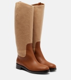 Max Mara Cavaliere leather and wool knee-high boots