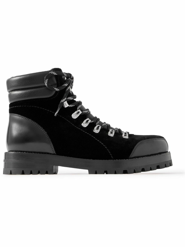 Photo: Manolo Blahnik - Janka Leather-Trimmed Velvet Hiking Boots - Black