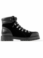 Manolo Blahnik - Janka Leather-Trimmed Velvet Hiking Boots - Black