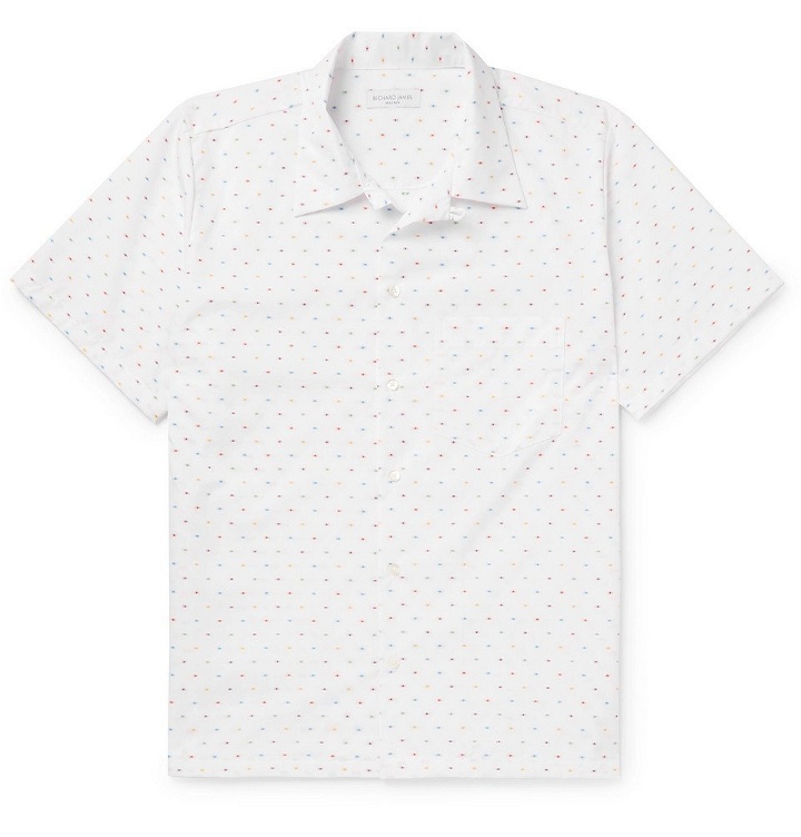 Photo: Richard James - Camp-Collar Fil Coupé Cotton-Poplin Shirt - White