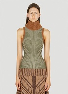 Illusion Knit Sleeveless Sweater in Khaki