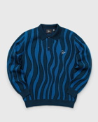 By Parra Aqua Weed Waves Knitted Polo Shirt Blue - Mens - Polos