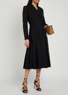 Emilia Wickstead Chaney Belted Wool Midi Dress Black