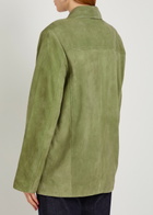 Reformation Veda Lincoln Panelled Suede Jacket Green