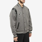 Patta Men's Wool Sport Bomber Jacket in Melange Grey