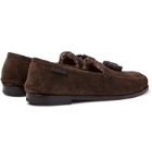 TOM FORD - Barnet Shearling-Lined Suede Tasseled Slippers - Brown