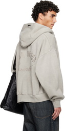 Fear of God ESSENTIALS Gray Holiday Embroidered Classic Full Zip Hoodie