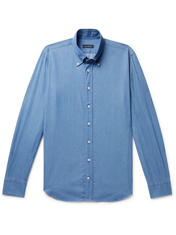 Photo: Thom Sweeney - Button-Down Collar Cotton-Chambray Shirt - Blue