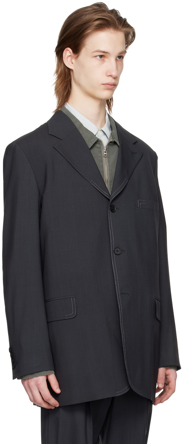 YOKE Black Contrast Stitch Blazer