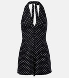Faithfull Sofia polka-dot halterneck linen romper