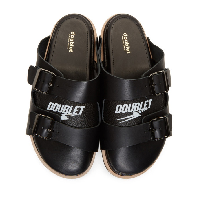 Doublet Black Three-Layered Sandals Doublet