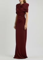 Stella Mccartney Draped Cape-effect Jersey Gown Burgundy