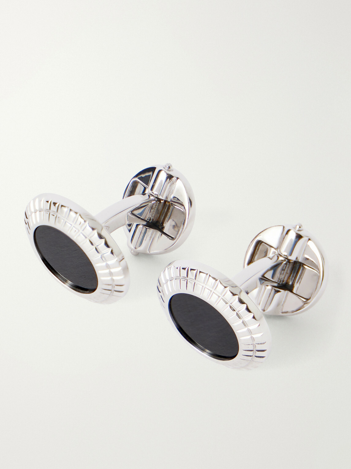 Dunhill - Hobnail Coin Onyx and Sterling Silver Cufflinks - Black