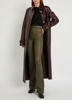 Skiim Brigitta Slim Flared-leg Stretch-suede and Leather Trousers Khaki