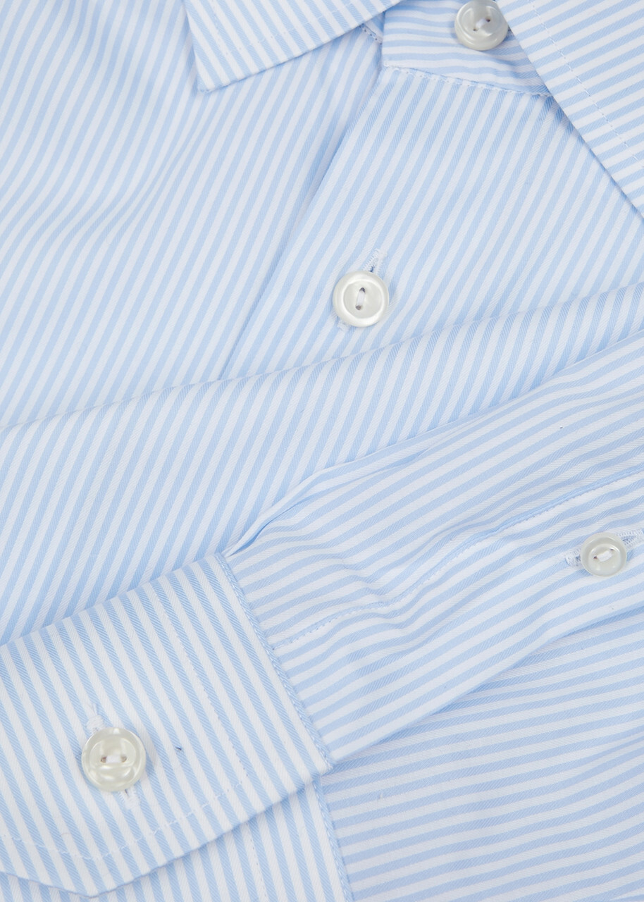 Eton Striped Cotton Shirt Blue And White