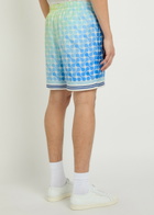 Casablanca Tennis Tile Patterned Silk Shorts Blue