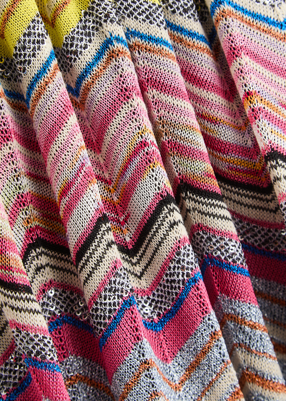 Missoni Zigzag Embellished Knitted Mini Dress Multicoloured