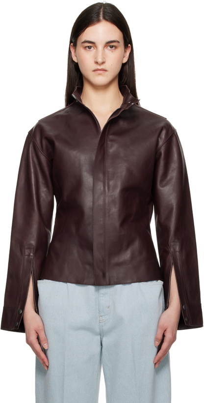 Photo: Victoria Beckham Burgundy Sculptural Leather Jacket