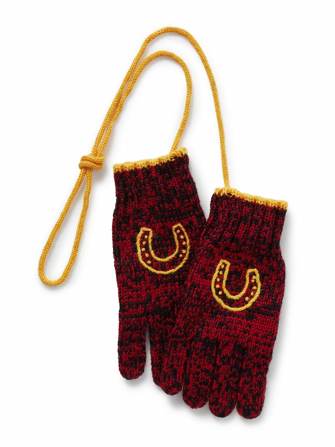 BODE - Embroidered Merino Wool Gloves - Red