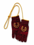 BODE - Embroidered Merino Wool Gloves - Red
