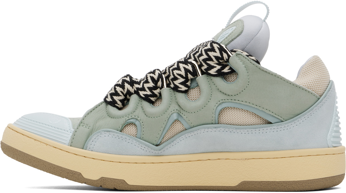 Lanvin Blue & Green Leather Curb Sneakers