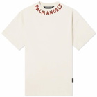 Palm Angels Men's Neck Logo T-Shirt in Off White