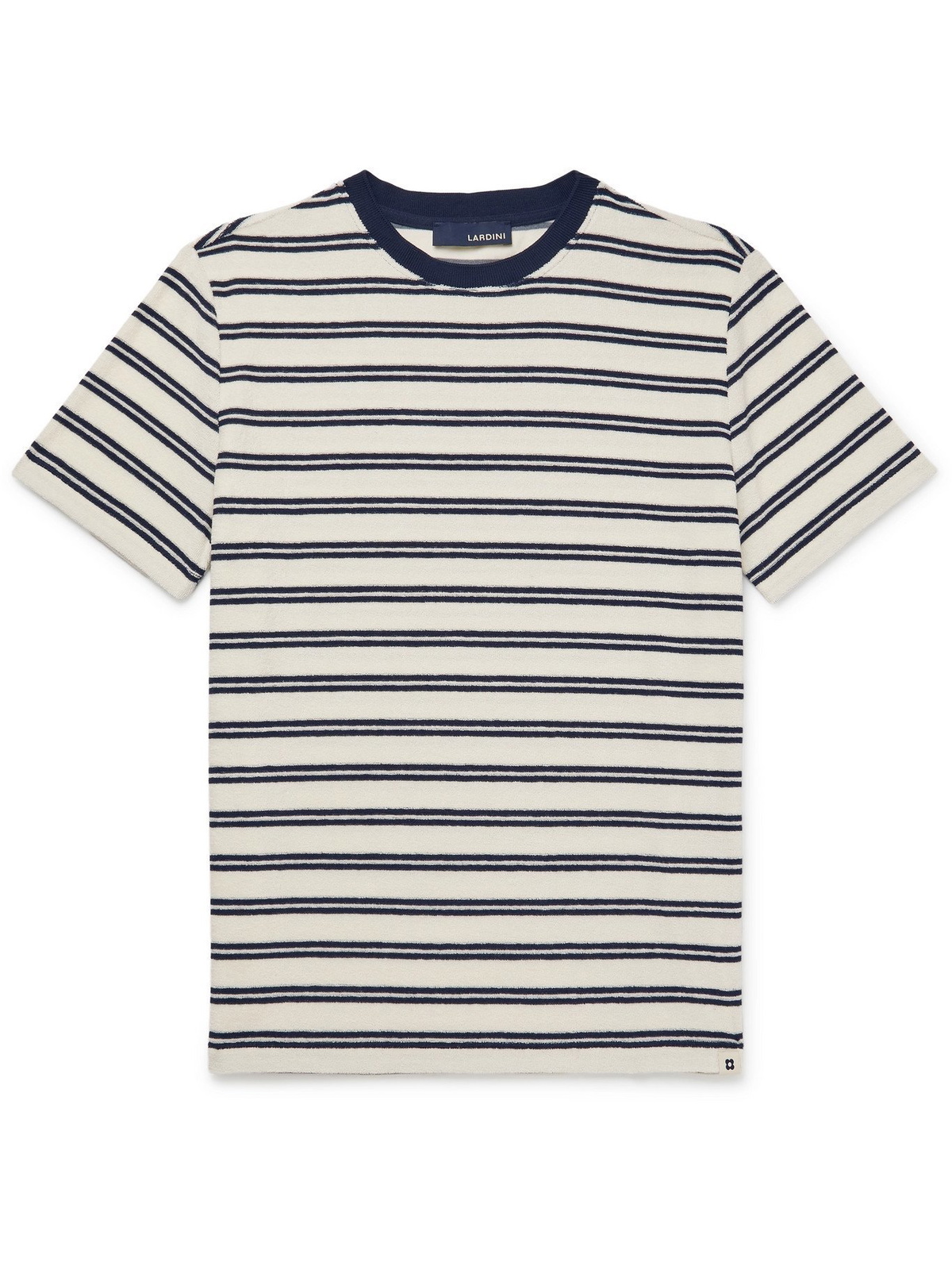 LARDINI - Striped Cotton-Blend Terry T-Shirt - Blue - S Lardini