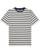 LARDINI - Striped Cotton-Blend Terry T-Shirt - Blue - S