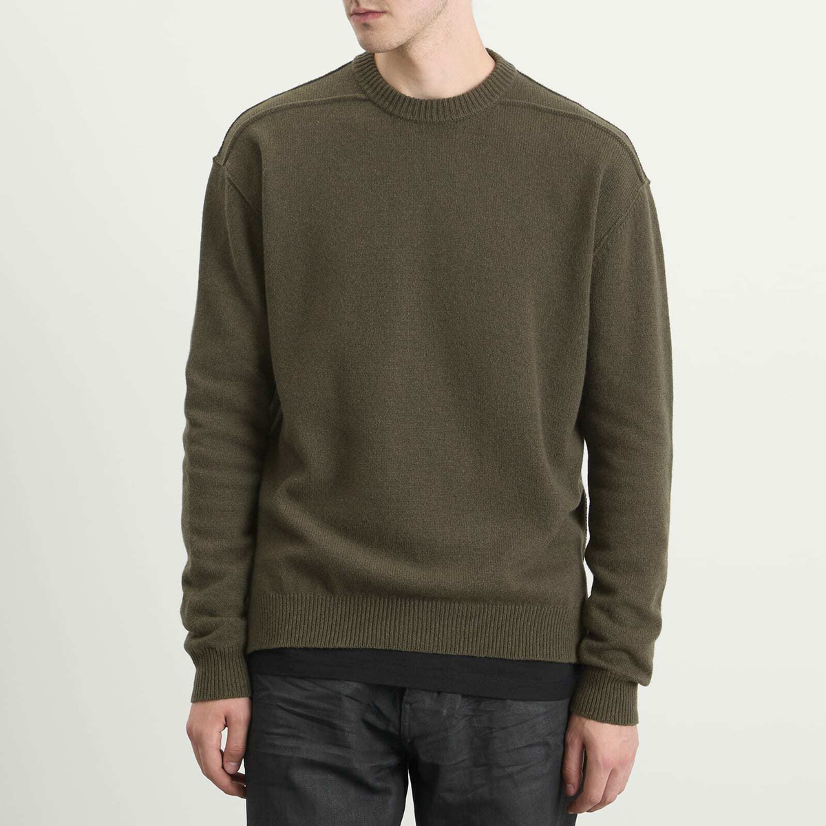 Rick Owens Men's Round Neck Knit Crew in Bosco Rick Owens