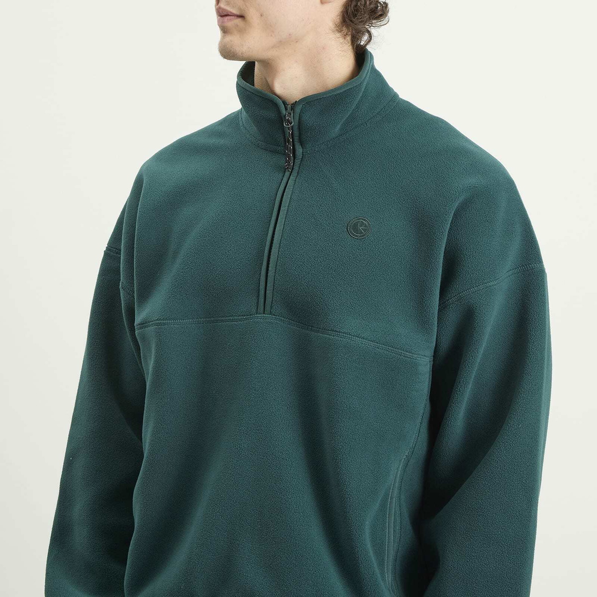 Polar Skate Co. Men's Ivan Half Zip Fleece Sweatshirt in Dark Emerald