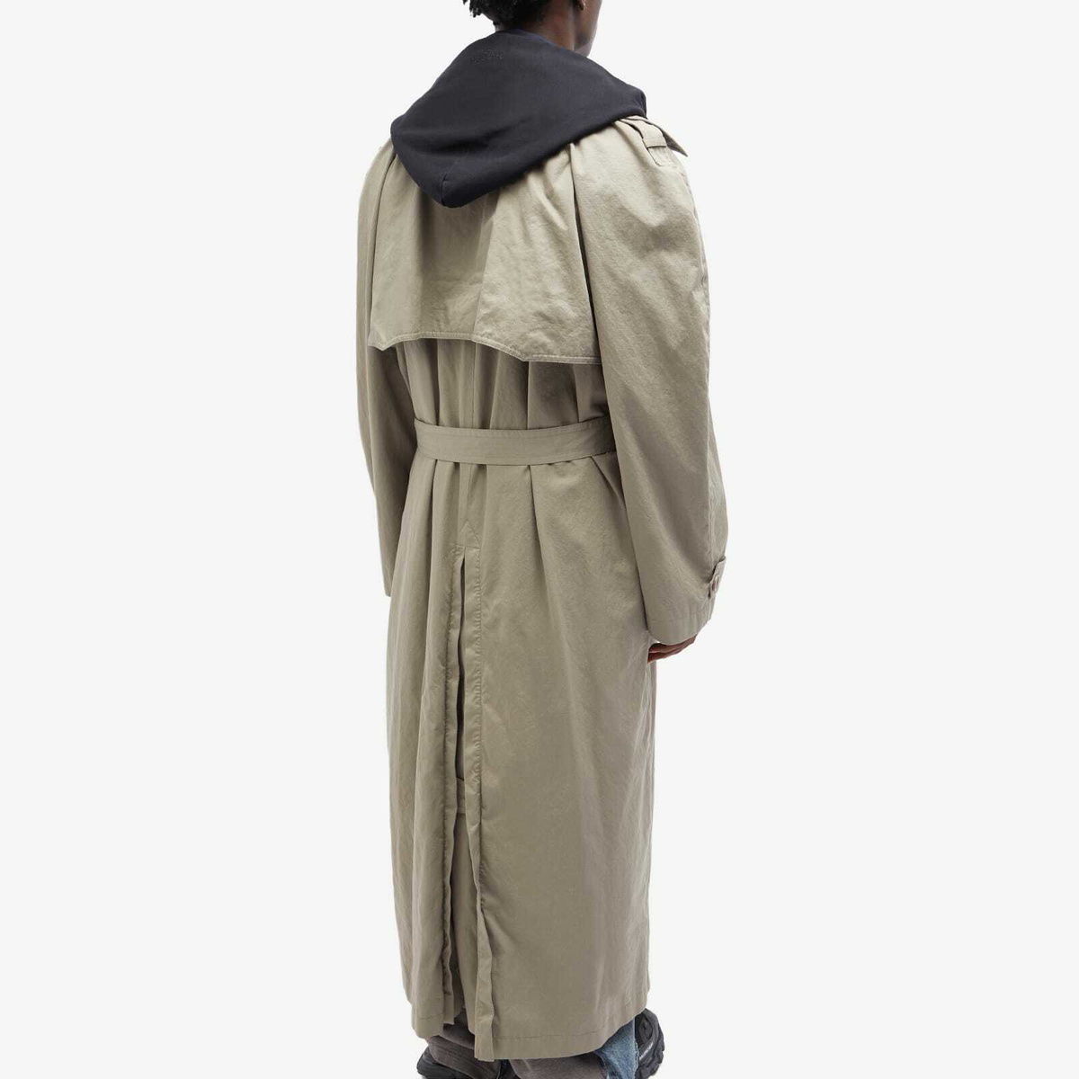 Balenciaga Men's All In Trench Coat in Sand Beige