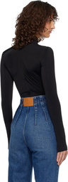 Mugler Black Scarf Bodysuit